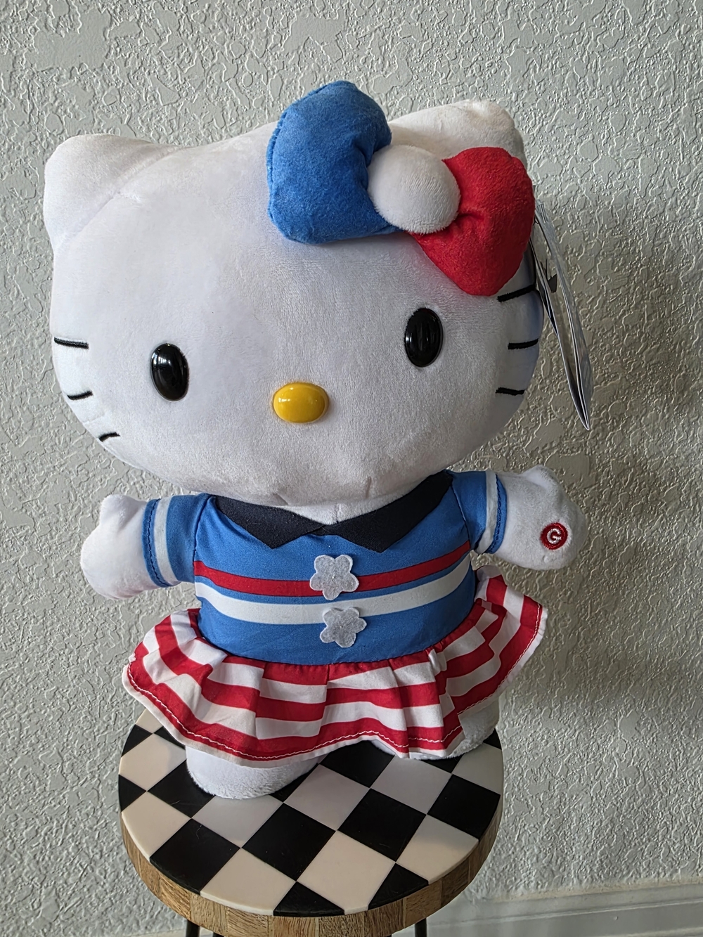 NWT Hello Kitty Red, White & Blue  Animated Plush Side Stepper